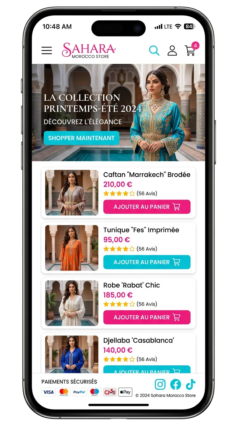 Version mobile — boutique mode