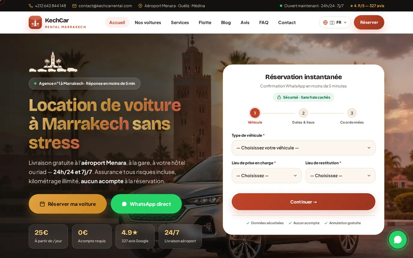 Site réel — KechCar Rental